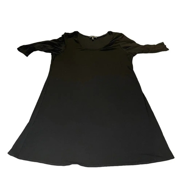 EILEEN FISHER Black Washable Stretch Jersey Knit‎ V-Neck Tunic Mini Dress Medium - Picture 1 of 4